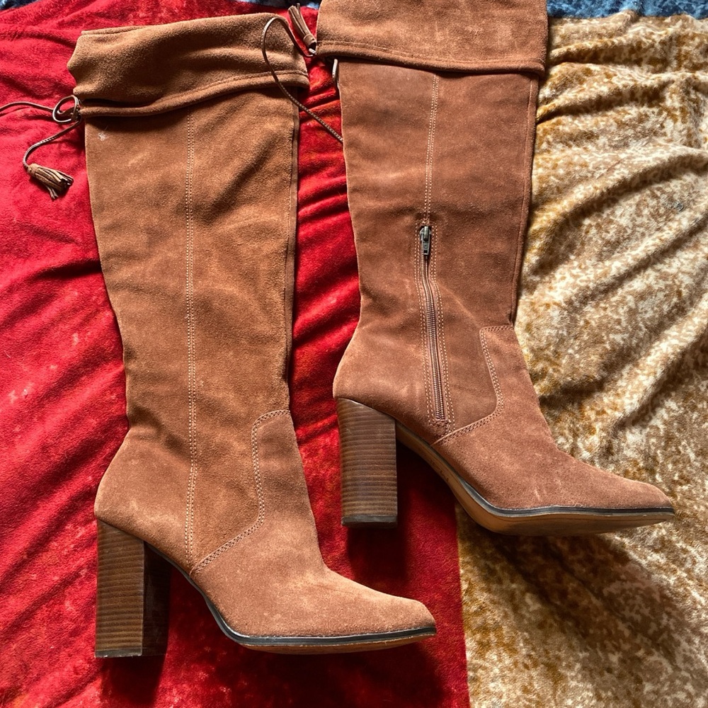 Brown knee high boots